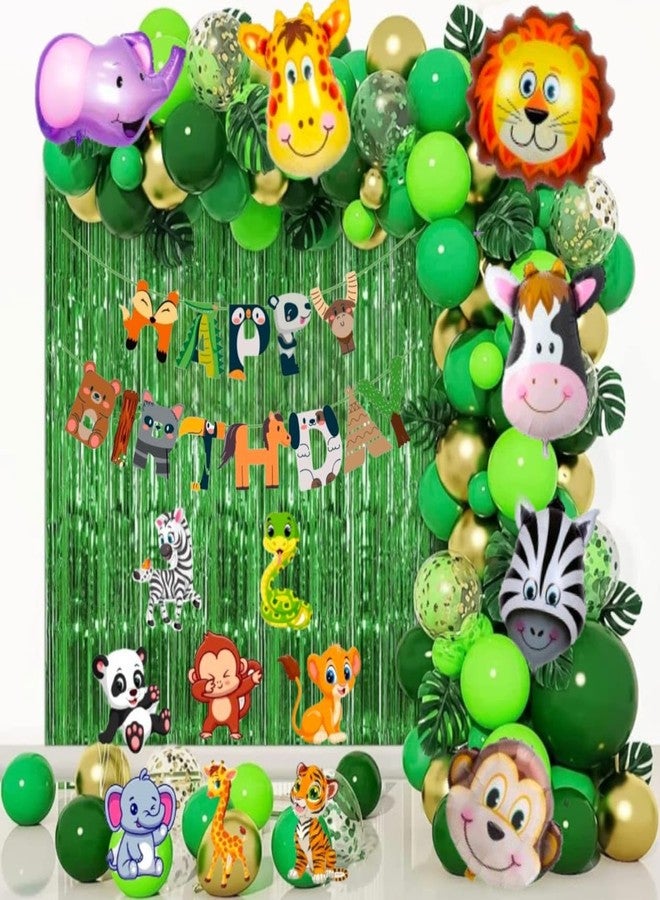 Dream Decor Jungle Theme Birthday Decoration-64Pcs, Items For Girl,Boy|Animal Theme Birthday Party Decorations|Jungle Safari Theme Birthday Decoration With Banner(Jungle printed) & Jungle props - Image 1